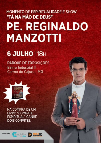 Pe. Reginaldo Manzotti visita Carmo do Cajuru no próximo mês; confira