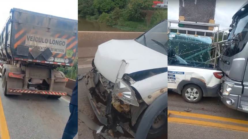 Vídeo: Engavetamento com três veículos interdita a MG-050, em Itaúna