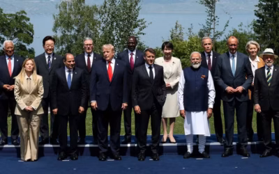Lula e Trump se encontram para foto oficial do G7